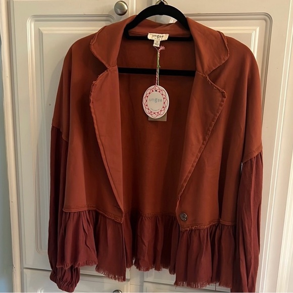 Umgee Jackets & Blazers - NWT Umgee Terracotta Ruffle Hem Jacket